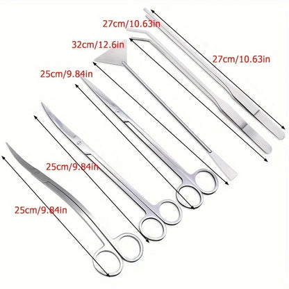 Stainless Steel Aquascaping Tool Kit With Curved Scissors