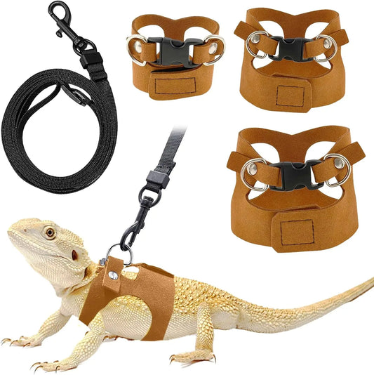 Adjustable Bearded Dragon Harness & Leash — 3-Pack