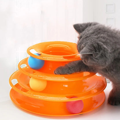 3-Layer Spinning Ball Track Tower for Cats