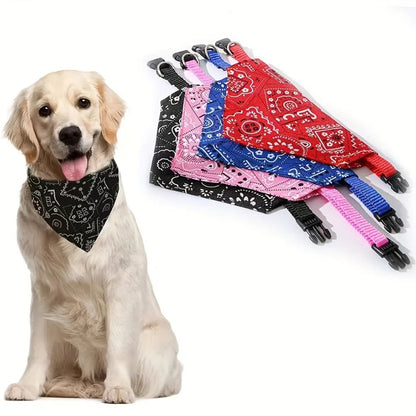 Reversible Adjustable Dog Bandana Set, Slides Over Collar, Cotton