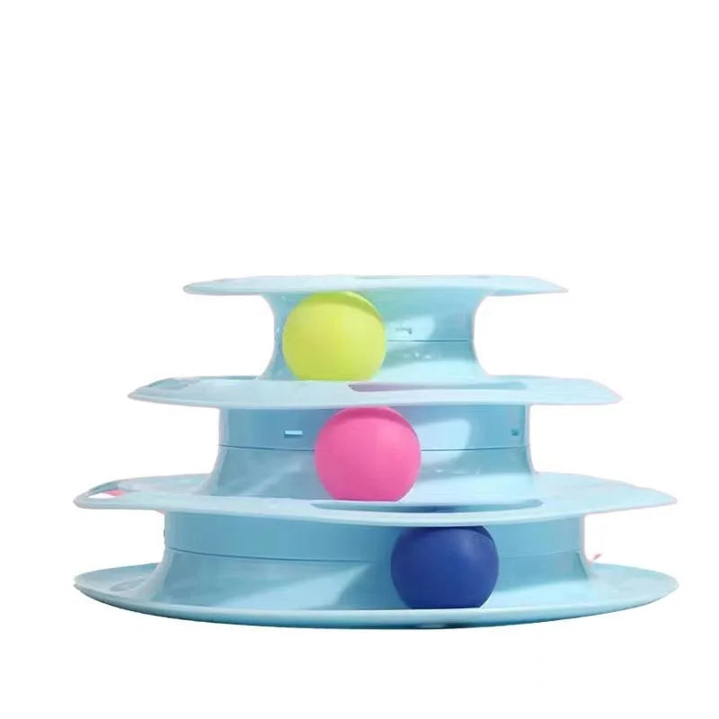 3-Layer Spinning Ball Track Tower for Cats