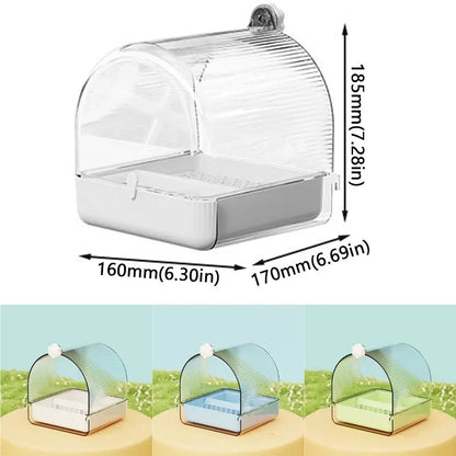 Clip-On Bird Cage Bath Box With Splash Guard