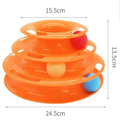3-Layer Spinning Ball Track Tower for Cats