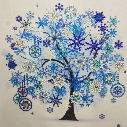 The finished sparkling crystal diamond painting tree design, full view