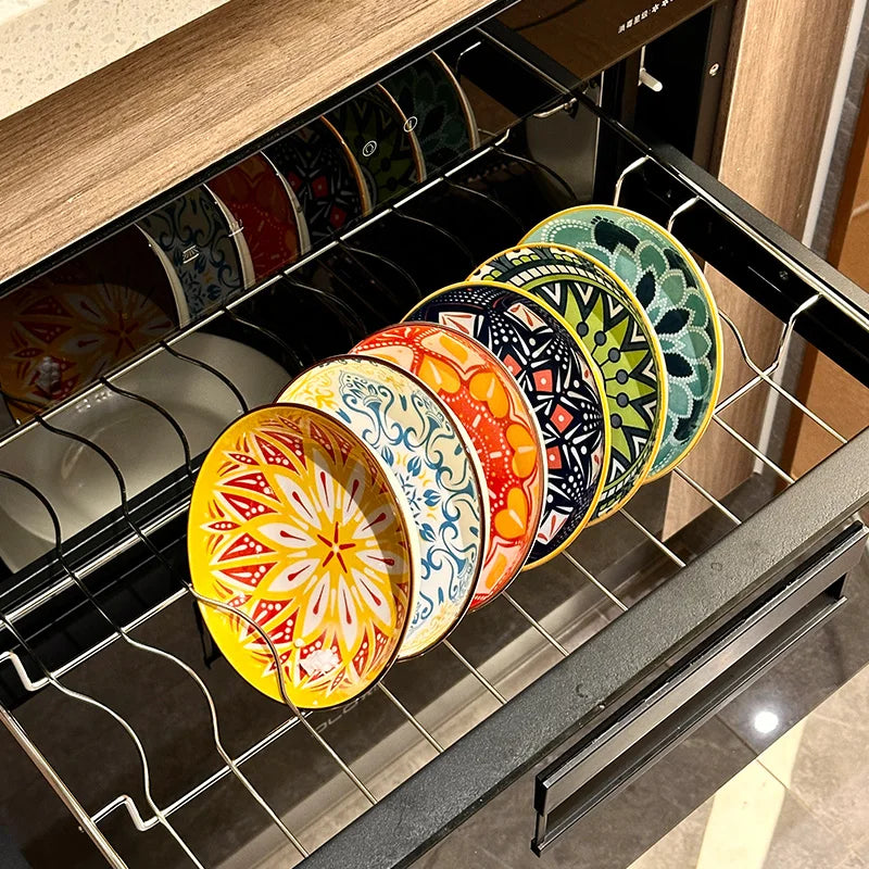 Ceramic Bohemia Plate Set of 6 Hand-Painted Salad Appetizer Pasta