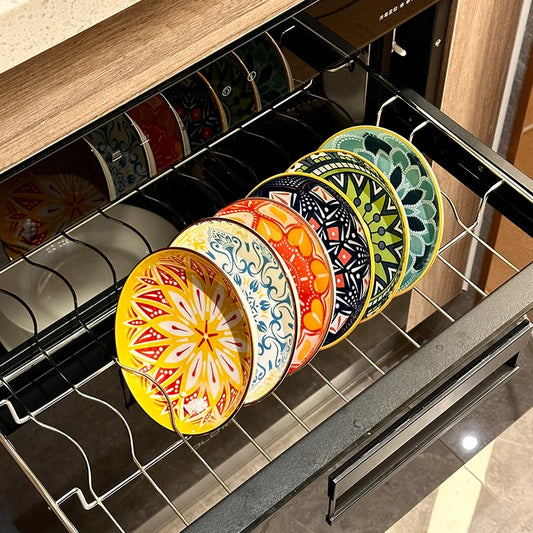 Ceramic Bohemia Plate Set of 6 Hand-Painted Salad Appetizer Pasta