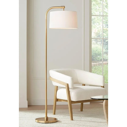 Brass Arc Floor Lamp, 64" Warm Gold