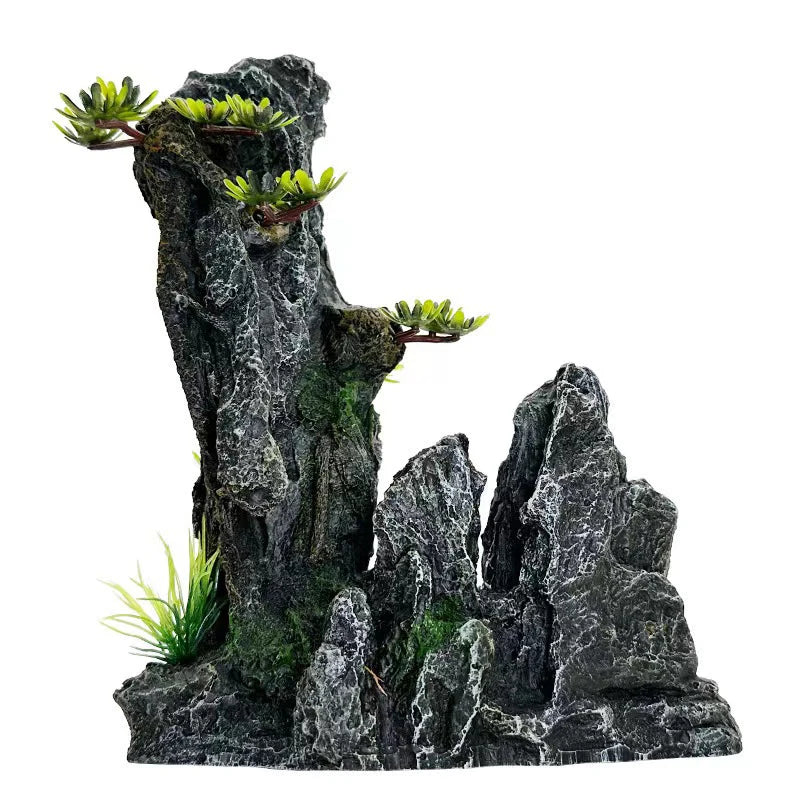 Resin Mountain Rock Aquarium Ornament, Aquascape Centerpiece