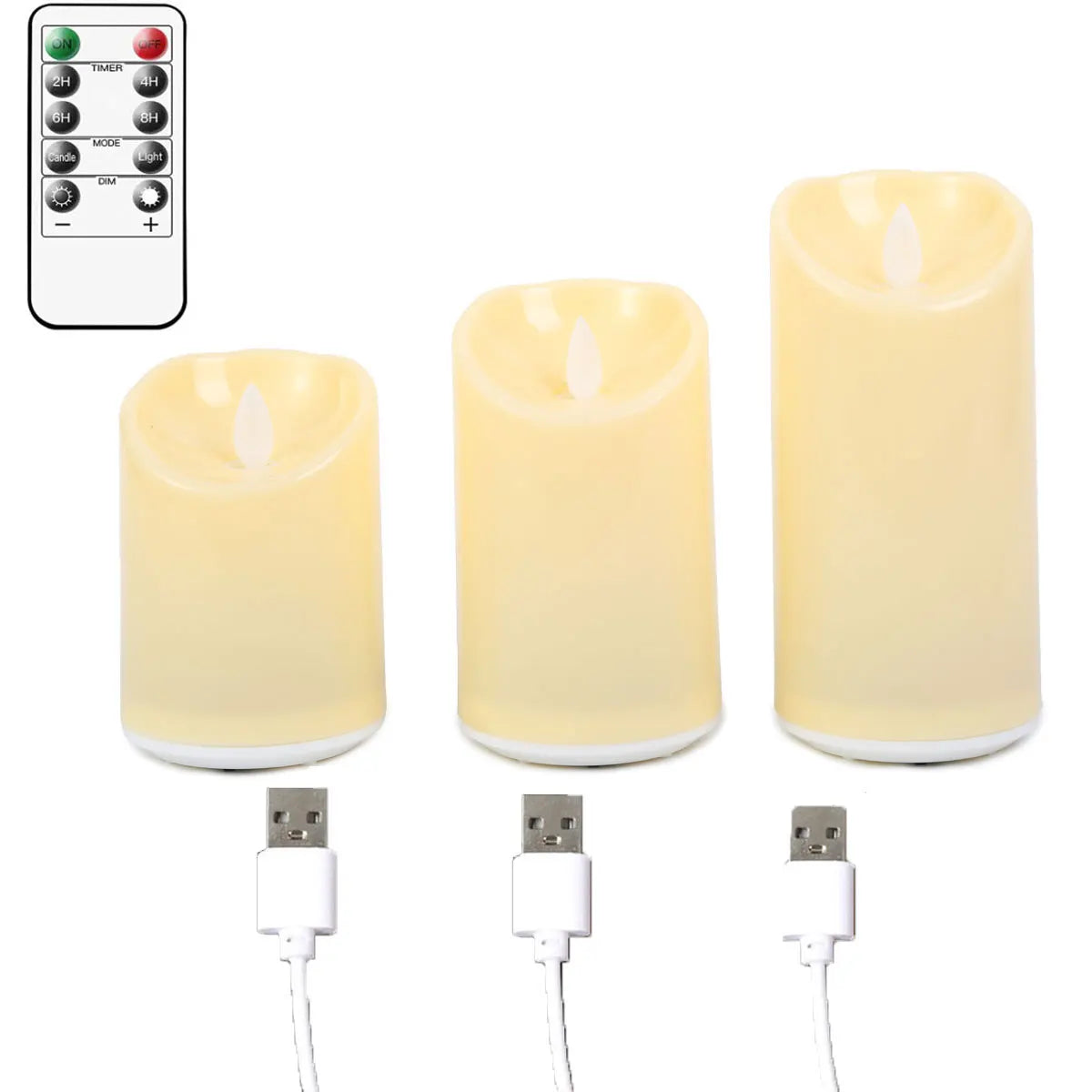 Flameless LED Candles Set of 3 — Rechargeable, Remote & Timer