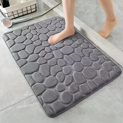 3D Cobblestone Embossed Bath Mat Absorbent Non-Slip Memory Foam Foot