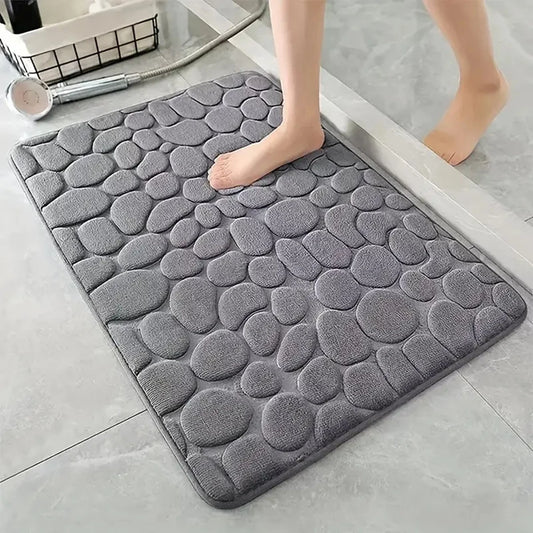 3D Cobblestone Embossed Bath Mat Absorbent Non-Slip Memory Foam Foot