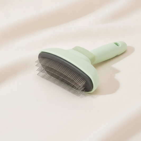 Self-cleaning pet deshedding brush