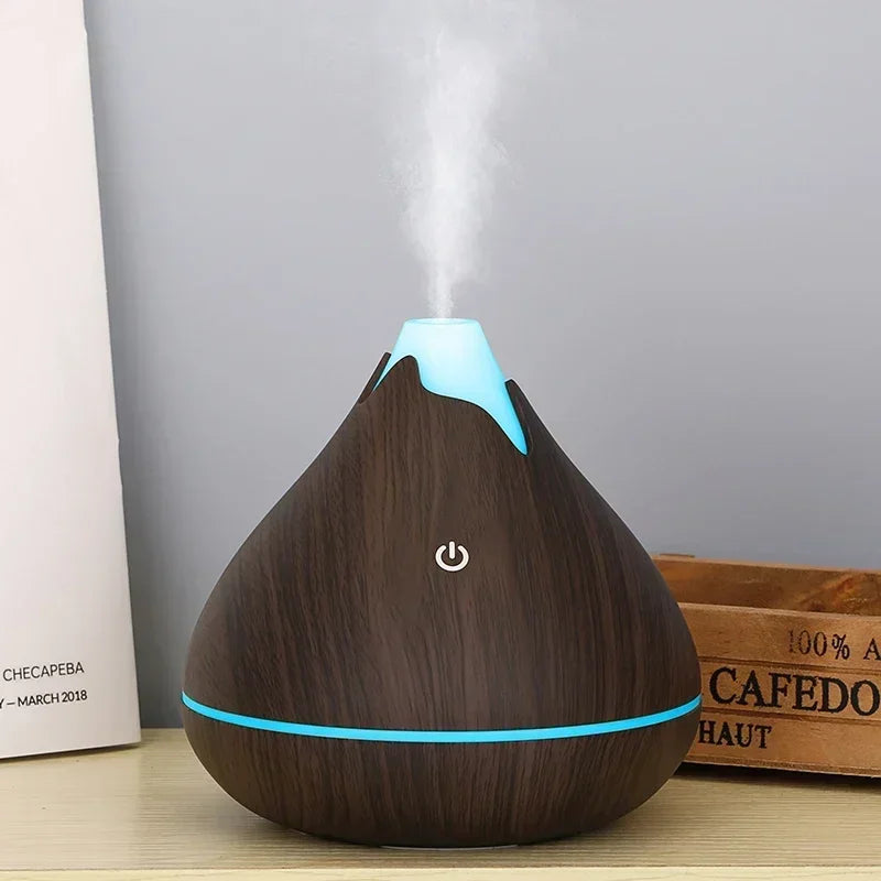 Ultrasonic Essential Oil Diffuser With Wood-Grain Finish and Color Light