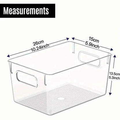 Stackable Clear Fridge and Pantry Bins, Set With Handles