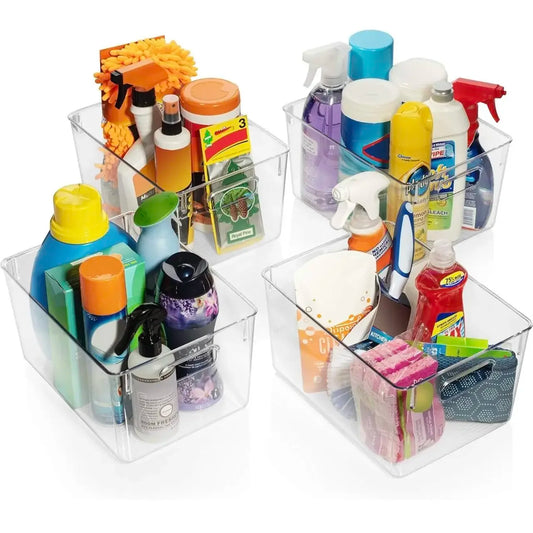 Stackable Clear Fridge and Pantry Bins, Set With Handles