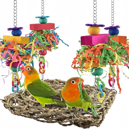 Shreddable Bird Foraging and Chew Toy Set for Cages