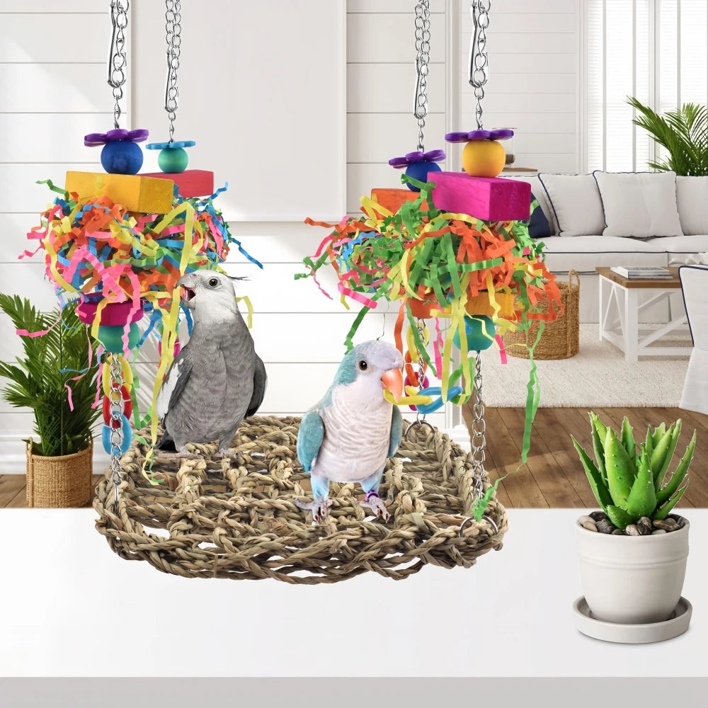 Shreddable Bird Foraging and Chew Toy Set for Cages