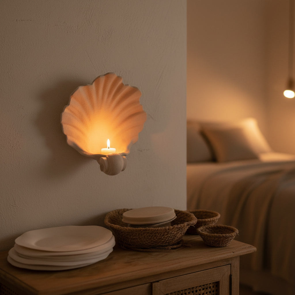 Seashell Wall Sconce, Modern Coastal