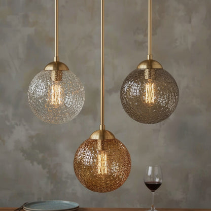 Glass Globe Pendant Light, 3-Light Brass Cluster - lighting fixture, view 1 of 4