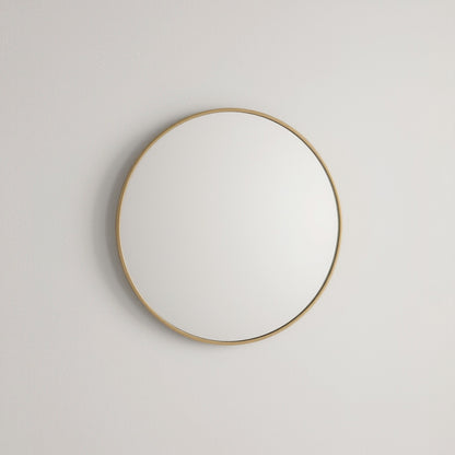 Modern Brass Round Wall Mirror 20-Inch Gold Frame Bathroom Entryway Vanity Decor