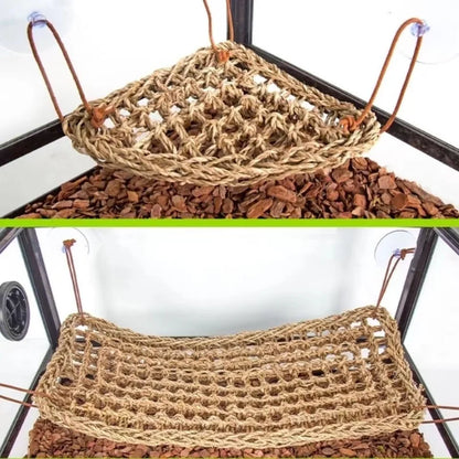 Natural Seagrass Reptile Hammock, Lizard Lounger Ledge