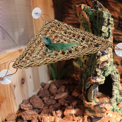 Natural Seagrass Reptile Hammock, Lizard Lounger Ledge