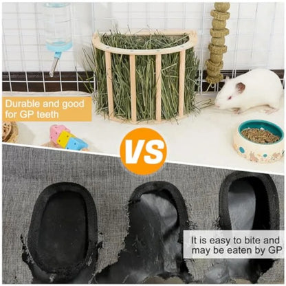 Hanging Wooden Hay Rack Feeder for Rabbits and Guinea Pigs