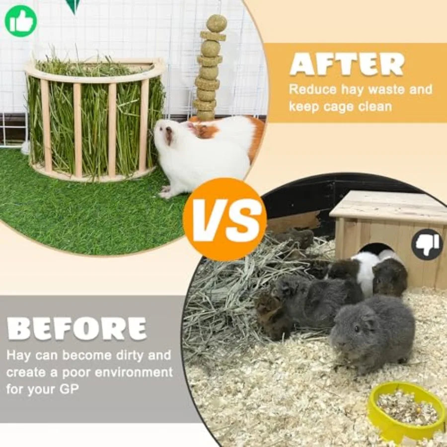 Hanging Wooden Hay Rack Feeder for Rabbits and Guinea Pigs