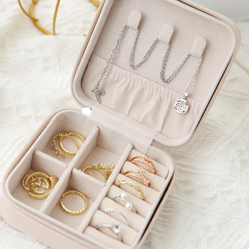 Travel Jewelry Box Organizer Leather Single-Layer Compact Ring - storage organizer, view 1 of 3