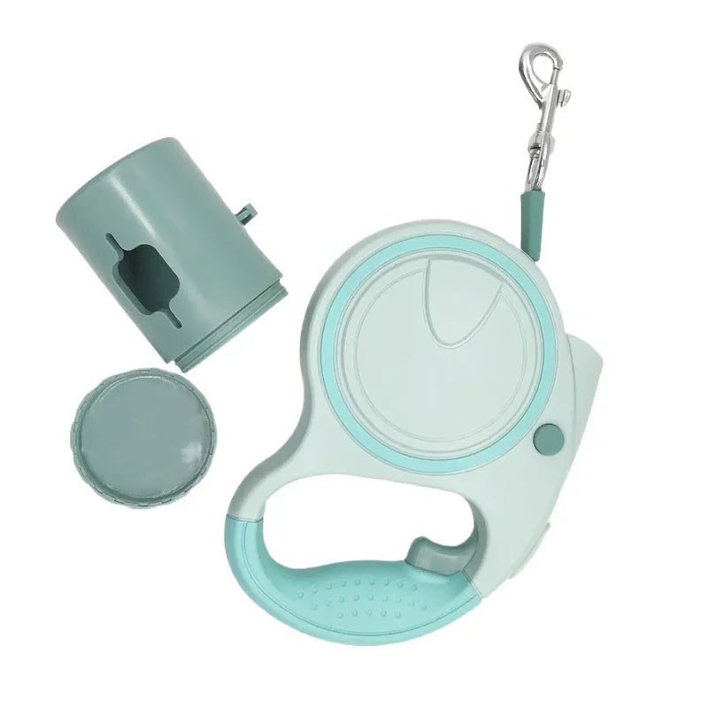 Retractable Dog Leash with LED Light & Poop-Bag Dispenser — 16 ft