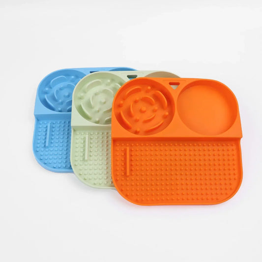 3-in-1 Silicone Dog Feeding Mat — Slow Feeder, Lick Pad & Bowl
