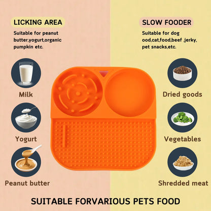 3-in-1 Silicone Dog Feeding Mat — Slow Feeder, Lick Pad & Bowl