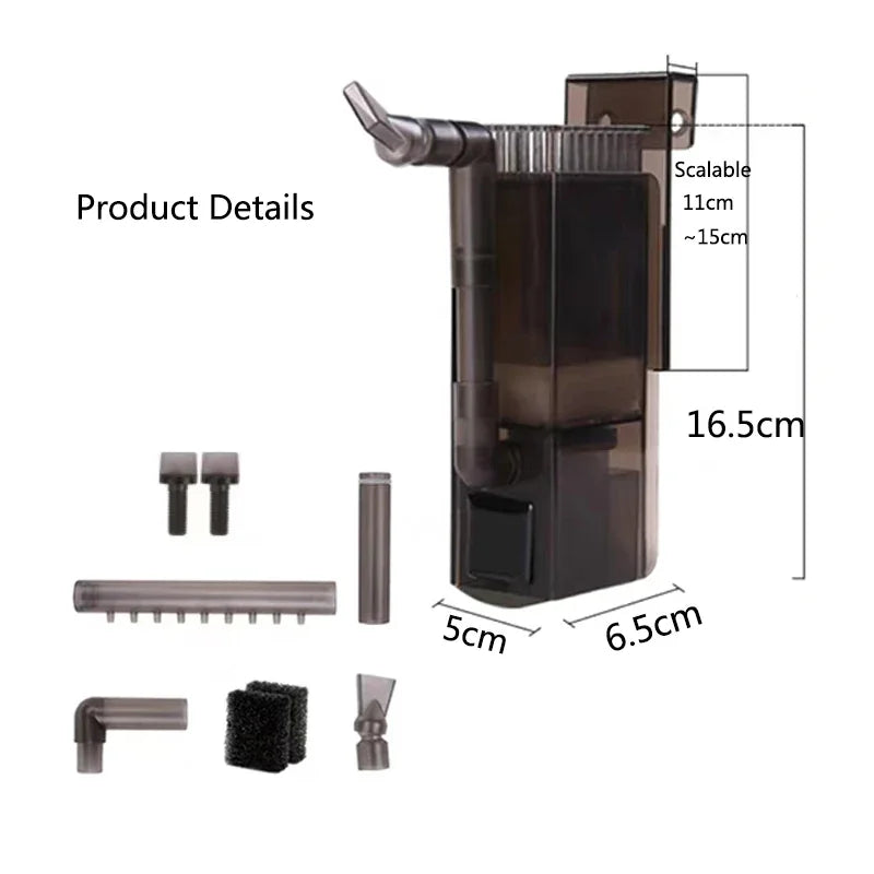 Aquarium Surface Skimmer / Oil-Film Remover — 3-in-1 Pump Filter