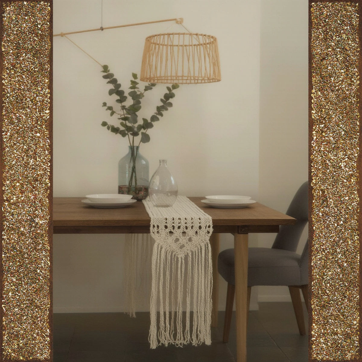 Macrame Table Runner, Cotton with Tassel Fringe