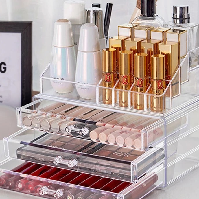 Acrylic drawer makeup organizer — real product photo