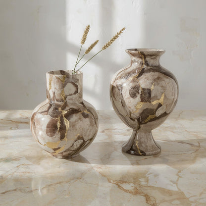 Marble Pattern Glass Vases, Pair - home decor piece, view 3 of 3