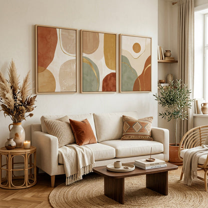 Boho Canvas Wall Art 3Panel — lifestyle