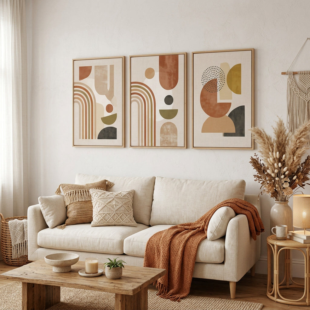 Boho Canvas Wall Art 3Panel — lifestyle
