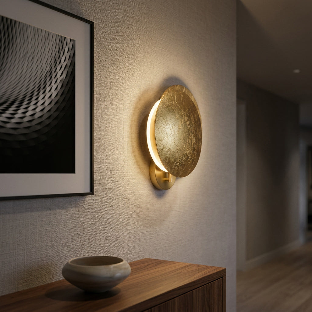 Eclipse Brushed Brass Wall Sconce lifestyle