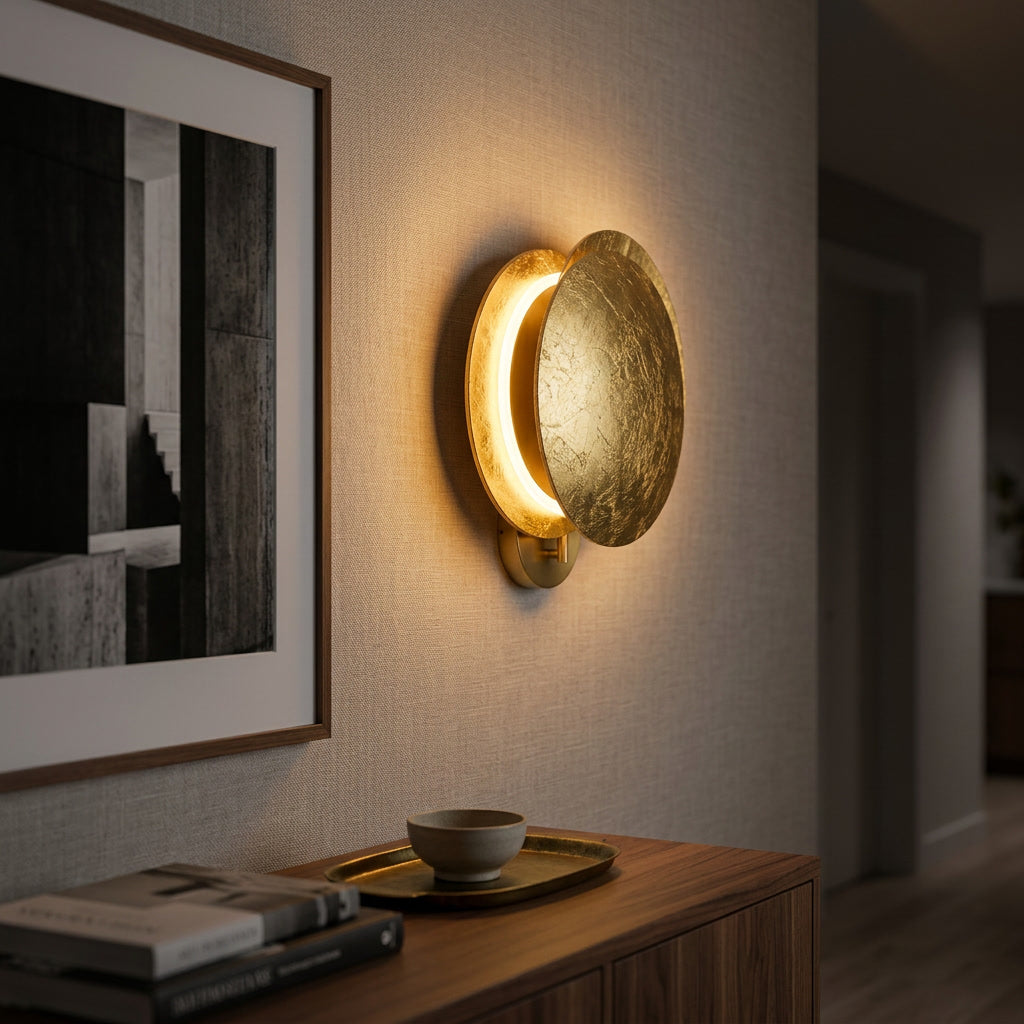 Eclipse Brushed Brass Wall Sconce lifestyle