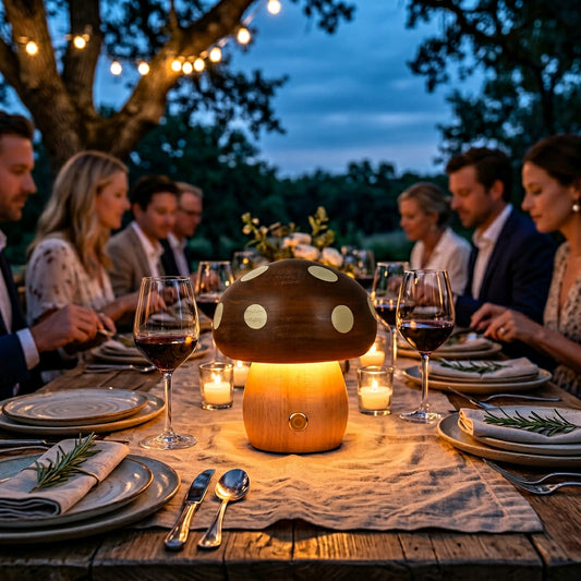 Cordless Rechargeable Mushroom Table Lamp Touch Dimmable Bed lifestyle - Syvah