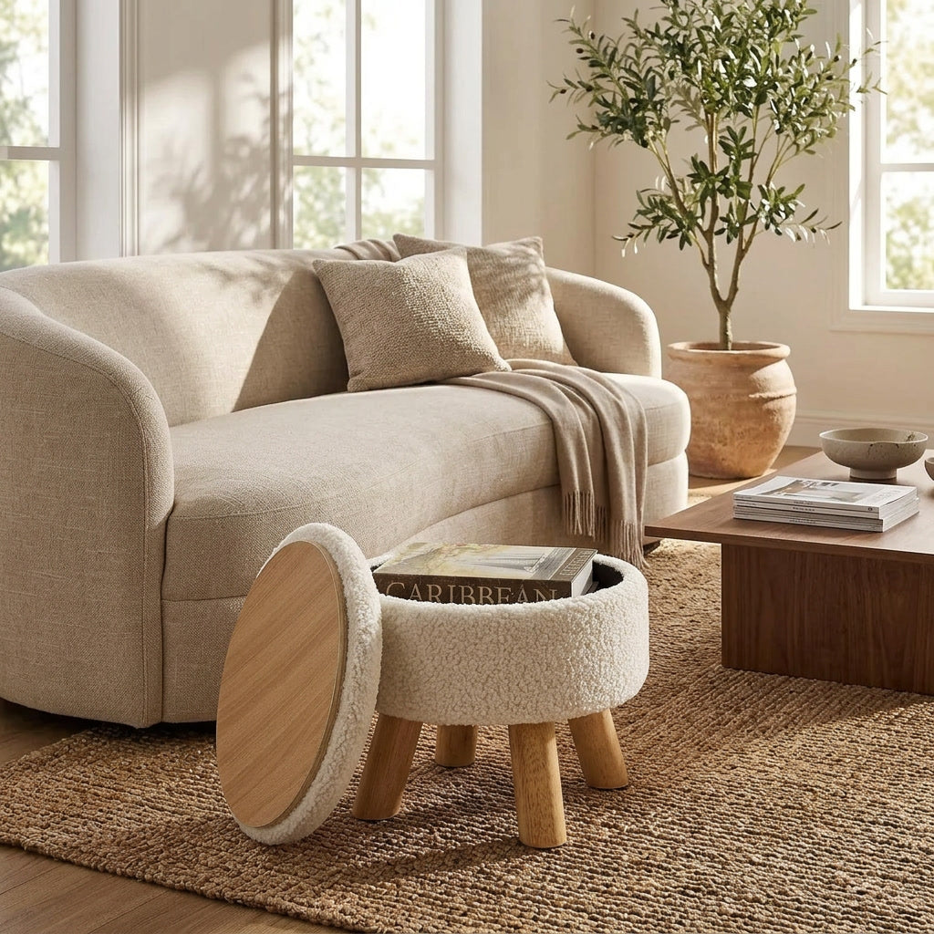 Nordic Boucle Ottoman Footstool lifestyle