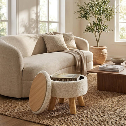 Nordic Boucle Ottoman Footstool lifestyle