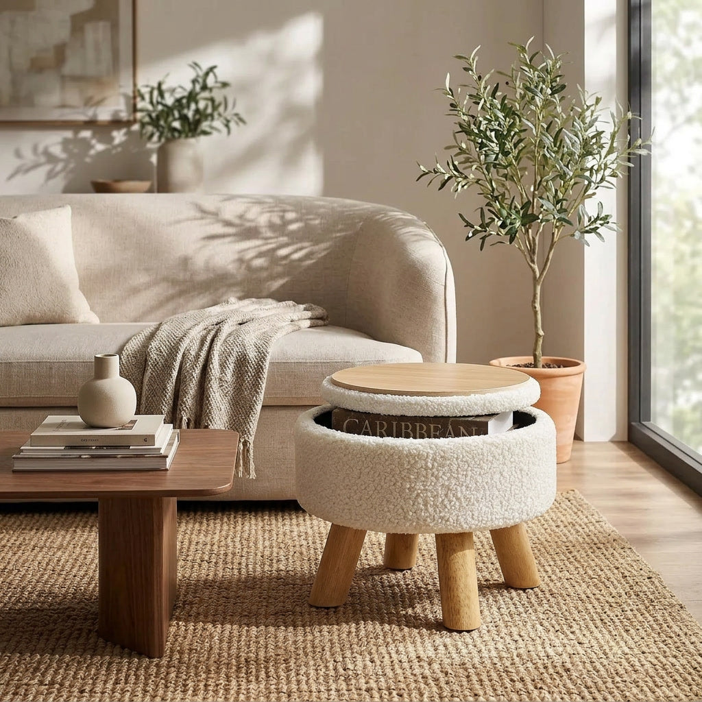 Nordic Boucle Ottoman Footstool lifestyle