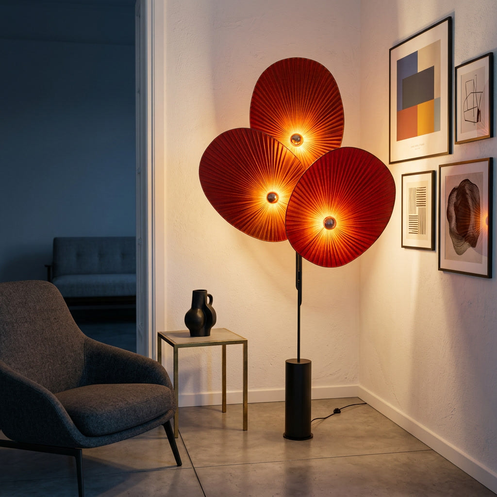 Red Pleated Fan Floor Lamp lifestyle