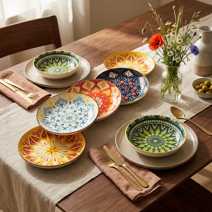 Hand-Painted Bohemia Plate Set lifestyle