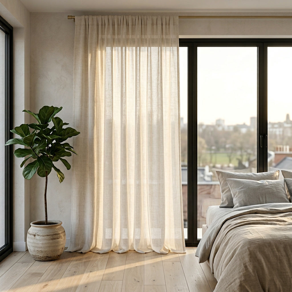 Linen-Look Sheer Curtain Panel lifestyle