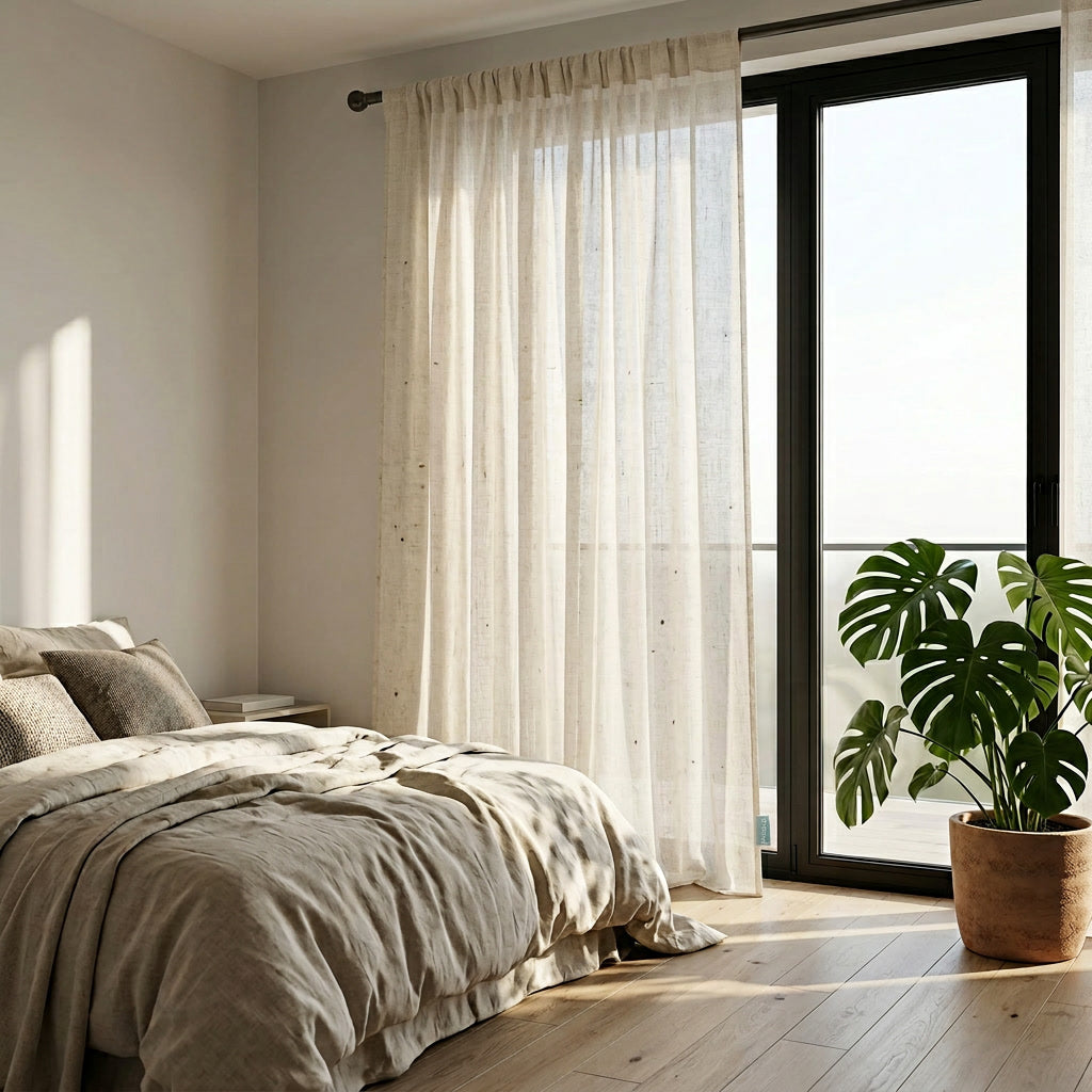 Linen-Look Sheer Curtain Panel lifestyle