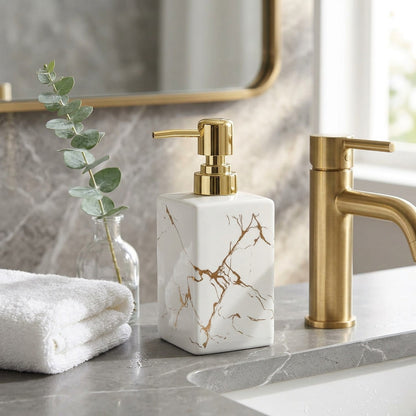 Marble Texture Ceramic Soap Dispenser lifestyle
