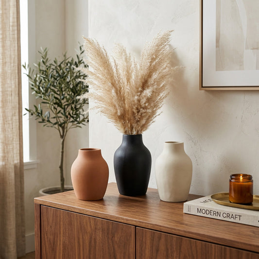 Modern Ceramic Vase Trio — lifestyle